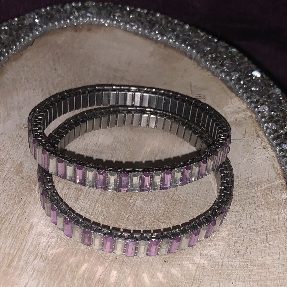 Vintage Amethyst and Quartz bracelets (set of 2)